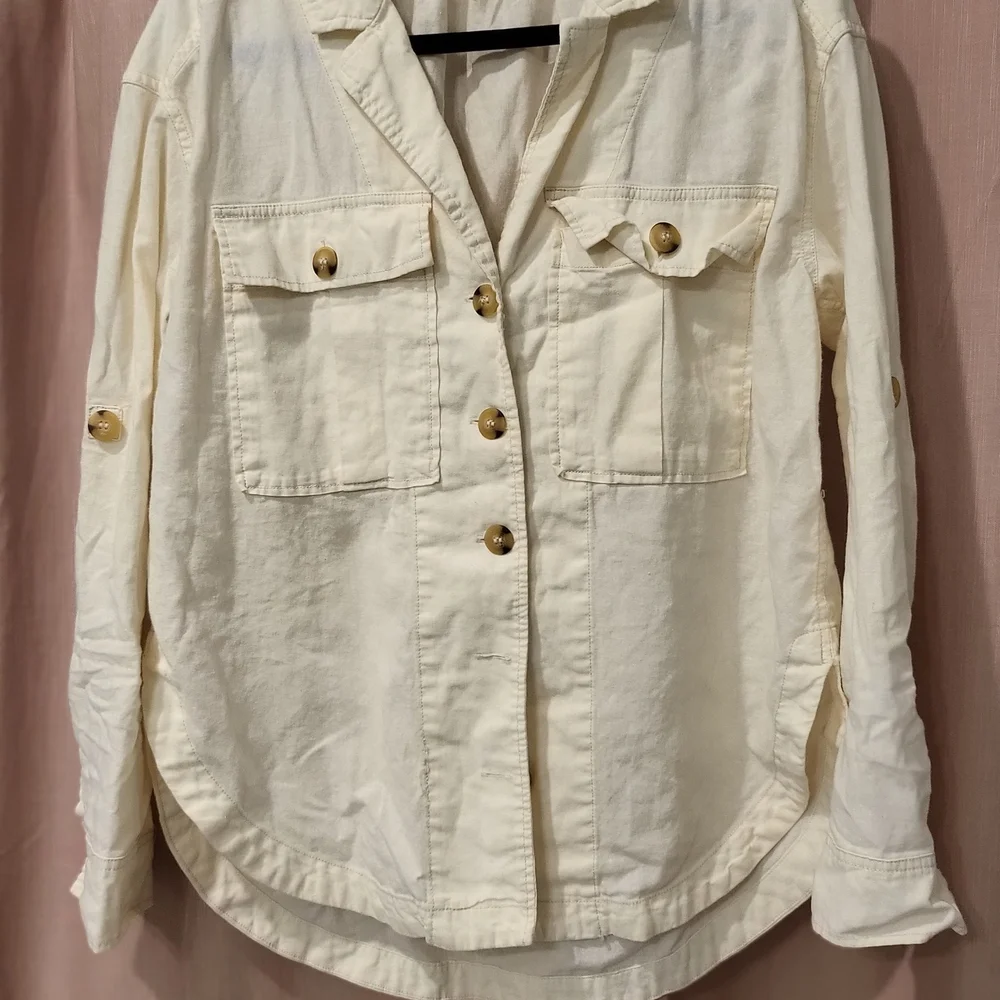 Free People Cream Gauzy Linen Blend Top - Picture 2 of 9